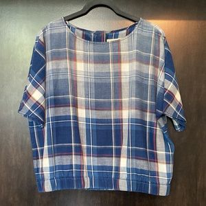 Current/Elliott The Pocket Stitched Plaid Blouse